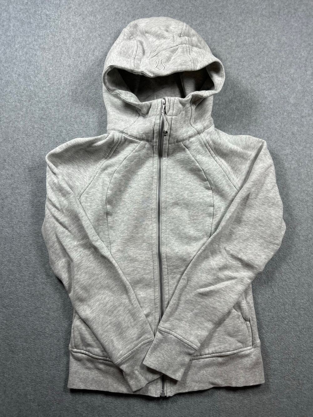 Lululemon Scuba Hoodie Women's Size 6 Heather Gray Full-Zip Long Raglan Sleeves